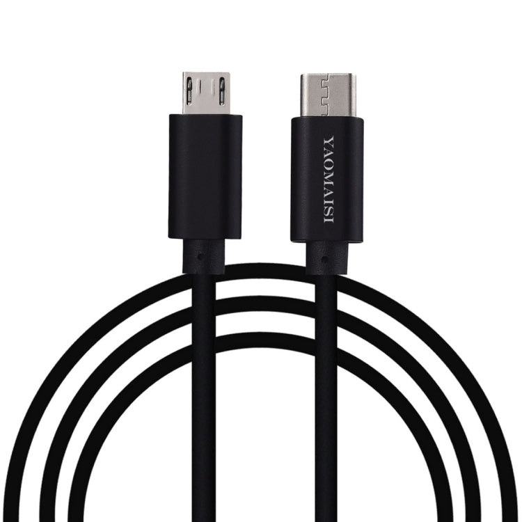 YAOMAISI 1m 3A Output Aluminium Alloy Type-C to Micro USB Data Transfers Charging Data Cable, For Galaxy, Huawei, Xiaomi, LG, HTC and Other Smart Phones, Rechargeable Devices(Black)