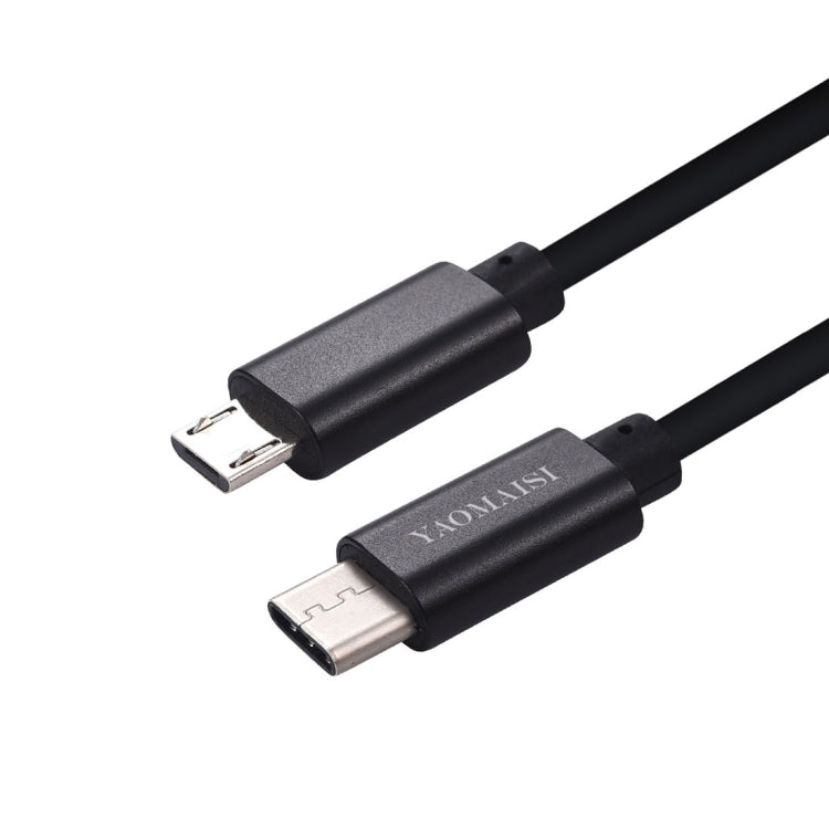 YAOMAISI 1m 3A Output Aluminium Alloy Type-C to Micro USB Data Transfers Charging Data Cable, For Galaxy, Huawei, Xiaomi, LG, HTC and Other Smart Phones, Rechargeable Devices(Black)
