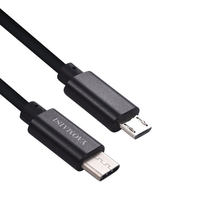 YAOMAISI 1m 3A Output Aluminium Alloy Type-C to Micro USB Data Transfers Charging Data Cable, For Galaxy, Huawei, Xiaomi, LG, HTC and Other Smart Phones, Rechargeable Devices(Black)