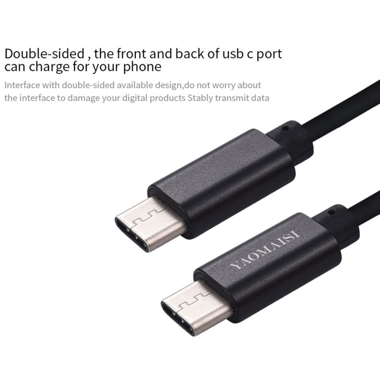 YAOMAISI 1m 3A Output Aluminium Alloy Type-C to Type-C Data Transfers Charging Data Cable, For Galaxy, Huawei, Xiaomi, LG, HTC and Other Smart Phones, Rechargeable Devices(Black)