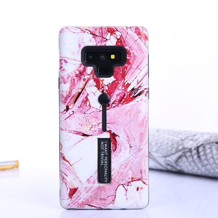 Marble Pattern Embossed Painted TPU + PC Case with Holder for Galaxy Note9