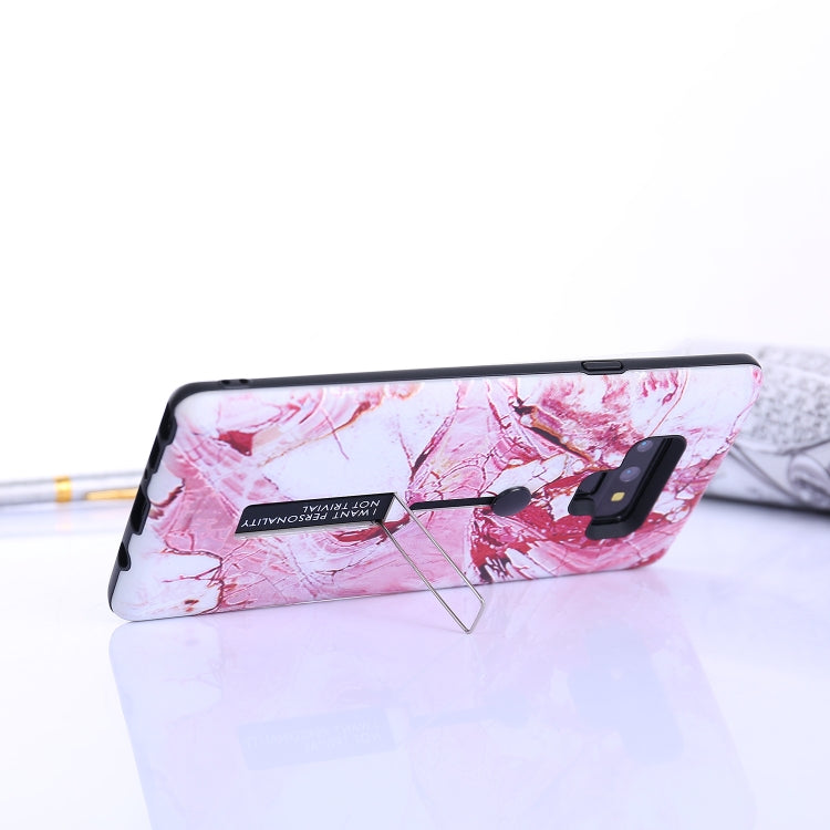 Marble Pattern Embossed Painted TPU + PC Case with Holder for Galaxy Note9
