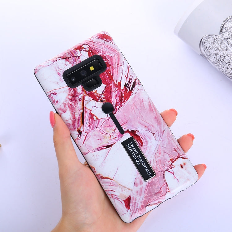 Marble Pattern Embossed Painted TPU + PC Case with Holder for Galaxy Note9
