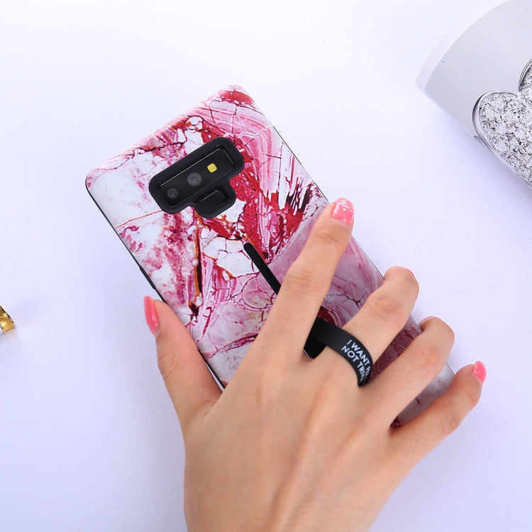 Marble Pattern Embossed Painted TPU + PC Case with Holder for Galaxy Note9
