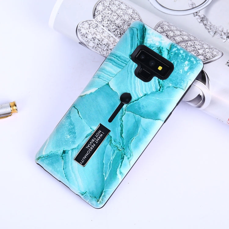 Marble Pattern Embossed Painted TPU + PC Case with Holder for Galaxy Note9
