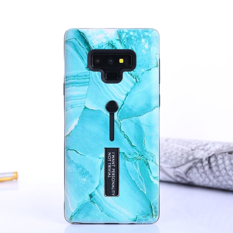Marble Pattern Embossed Painted TPU + PC Case with Holder for Galaxy Note9