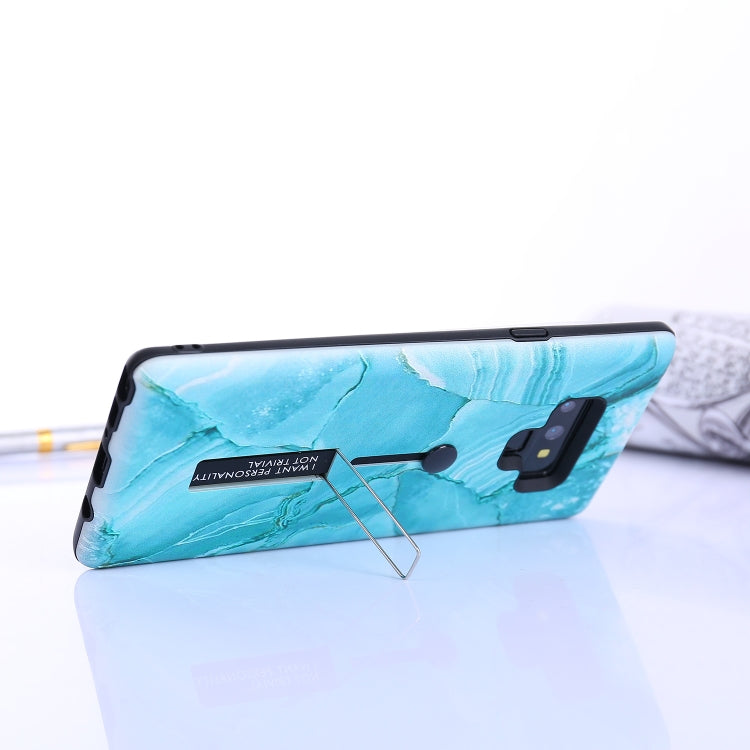 Marble Pattern Embossed Painted TPU + PC Case with Holder for Galaxy Note9