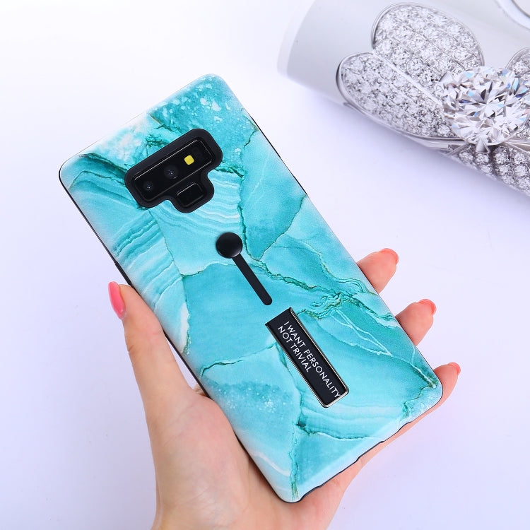 Marble Pattern Embossed Painted TPU + PC Case with Holder for Galaxy Note9