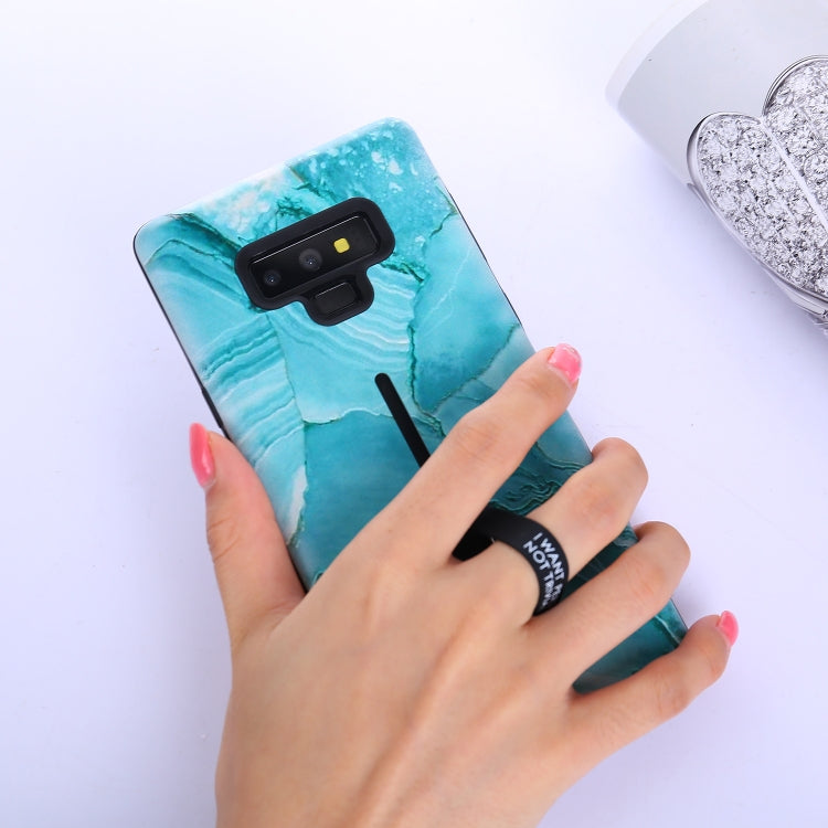 Marble Pattern Embossed Painted TPU + PC Case with Holder for Galaxy Note9
