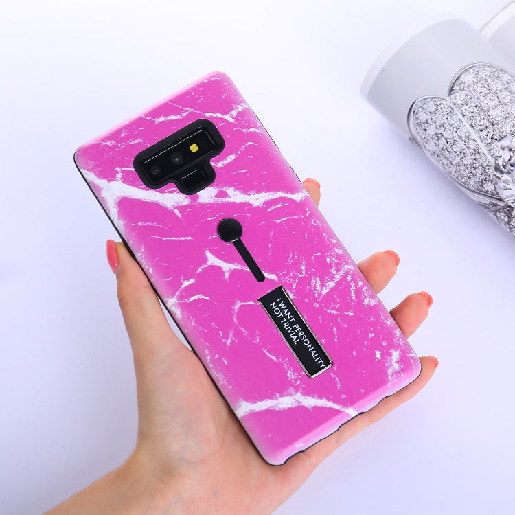 Marble Pattern Embossed Painted TPU + PC Case with Holder for Galaxy Note9