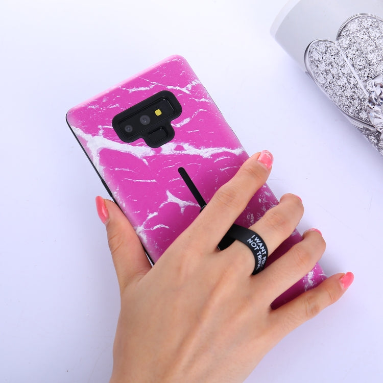 Marble Pattern Embossed Painted TPU + PC Case with Holder for Galaxy Note9