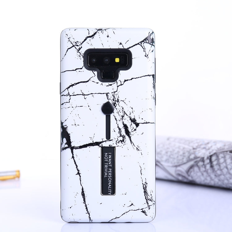 Marble Pattern Embossed Painted TPU + PC Case with Holder for Galaxy Note9