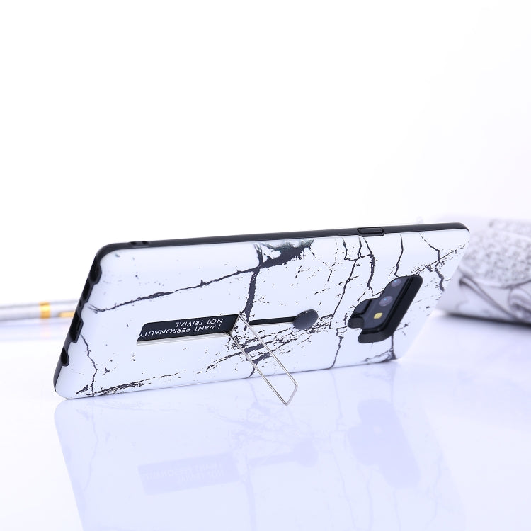 Marble Pattern Embossed Painted TPU + PC Case with Holder for Galaxy Note9