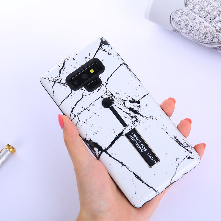 Marble Pattern Embossed Painted TPU + PC Case with Holder for Galaxy Note9
