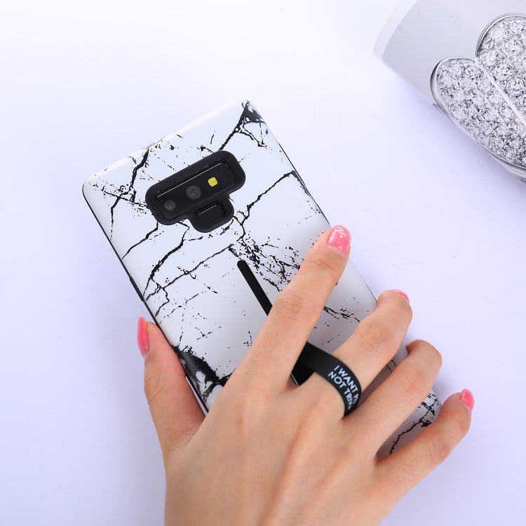 Marble Pattern Embossed Painted TPU + PC Case with Holder for Galaxy Note9
