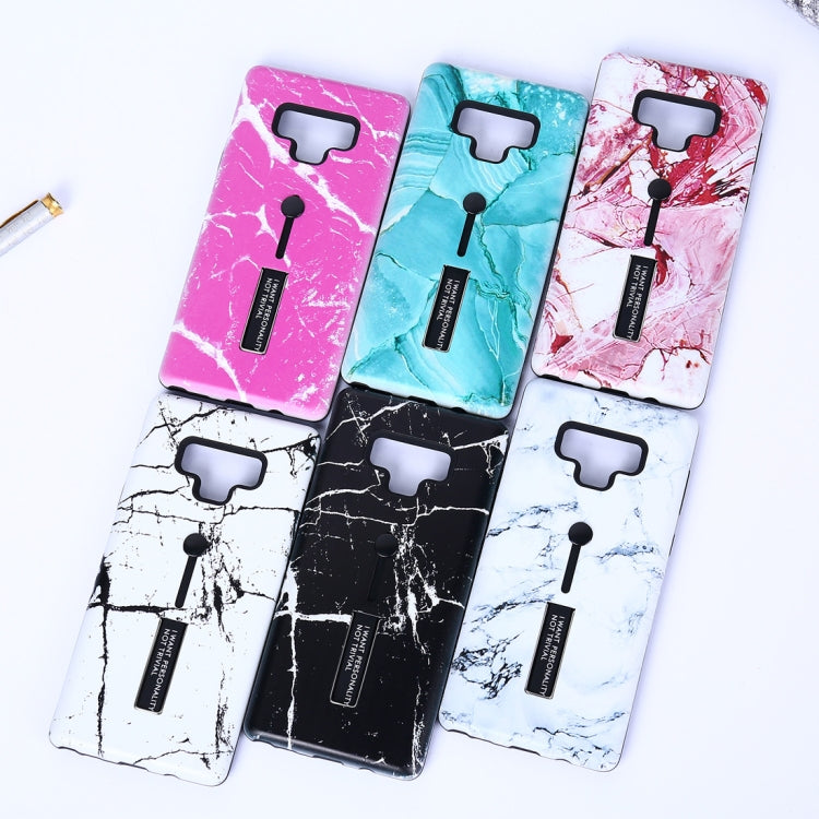 Marble Pattern Embossed Painted TPU + PC Case with Holder for Galaxy Note9