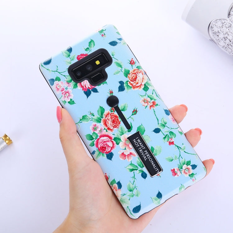 Flowers Pattern Embossed Painted TPU + PC Case with Holder for Galaxy Note9
