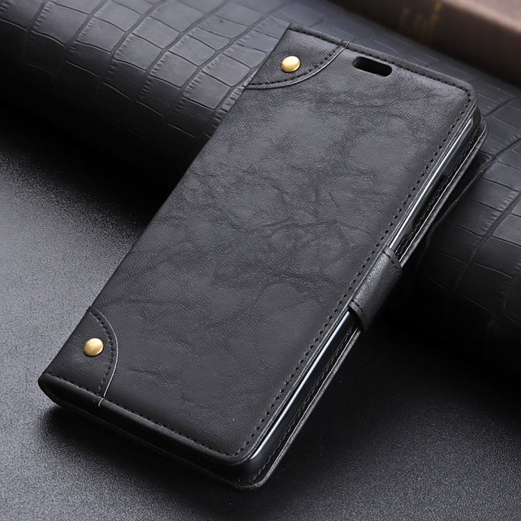 Copper Buckle Retro Crazy Horse Texture Horizontal Flip Leather Case for Galaxy J4+, with Holder & Card Slots & Wallet