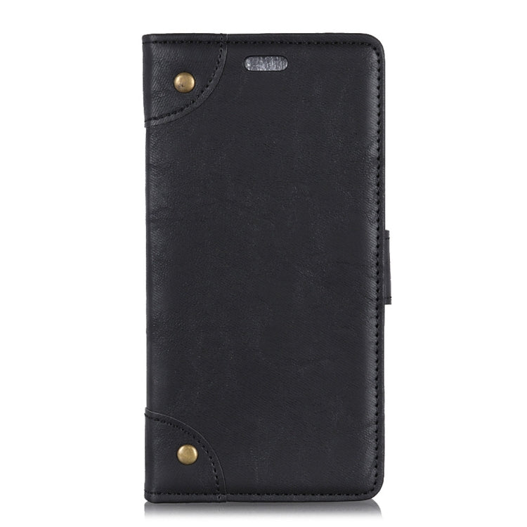 Copper Buckle Retro Crazy Horse Texture Horizontal Flip Leather Case for Galaxy J4+, with Holder & Card Slots & Wallet