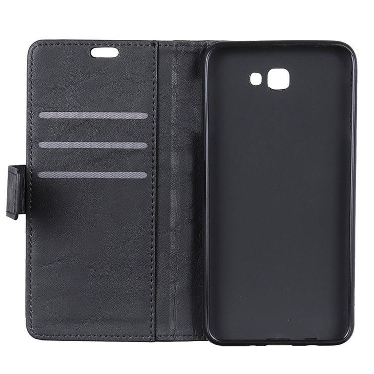 Copper Buckle Retro Crazy Horse Texture Horizontal Flip Leather Case for Galaxy J4+, with Holder & Card Slots & Wallet