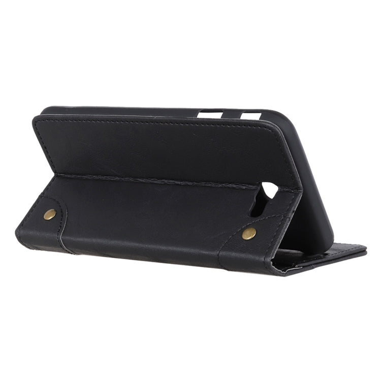 Copper Buckle Retro Crazy Horse Texture Horizontal Flip Leather Case for Galaxy J4+, with Holder & Card Slots & Wallet