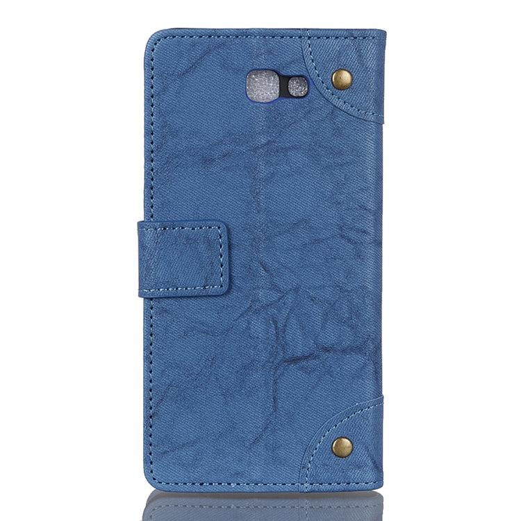 Copper Buckle Retro Crazy Horse Texture Horizontal Flip Leather Case for Galaxy J4+, with Holder & Card Slots & Wallet
