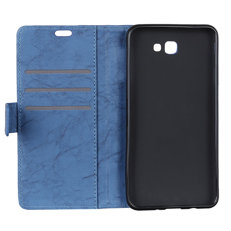Copper Buckle Retro Crazy Horse Texture Horizontal Flip Leather Case for Galaxy J4+, with Holder & Card Slots & Wallet