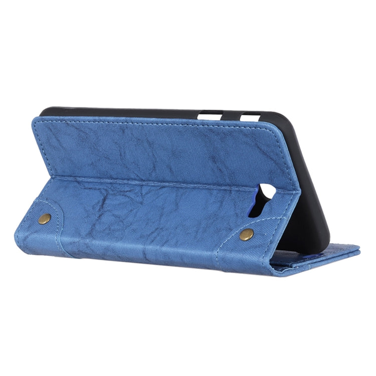 Copper Buckle Retro Crazy Horse Texture Horizontal Flip Leather Case for Galaxy J4+, with Holder & Card Slots & Wallet