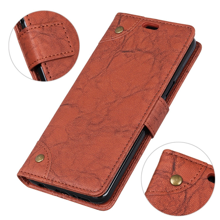 Copper Buckle Retro Crazy Horse Texture Horizontal Flip Leather Case for Galaxy J4+, with Holder & Card Slots & Wallet