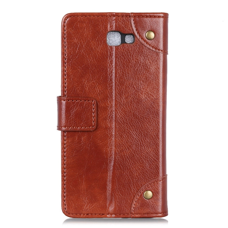 Copper Buckle Nappa Texture Horizontal Flip Leather Case for Galaxy J4+, with Holder & Card Slots & Wallet