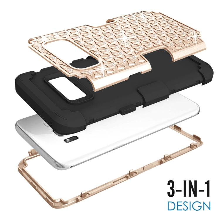 For Galaxy S8 Dropproof 3 in 1 Diamond Silicone sleeve for mobile phone