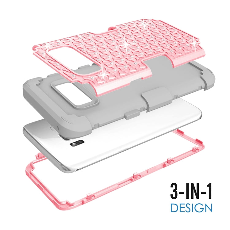 For Galaxy S8 Dropproof 3 in 1 Diamond Silicone sleeve for mobile phone