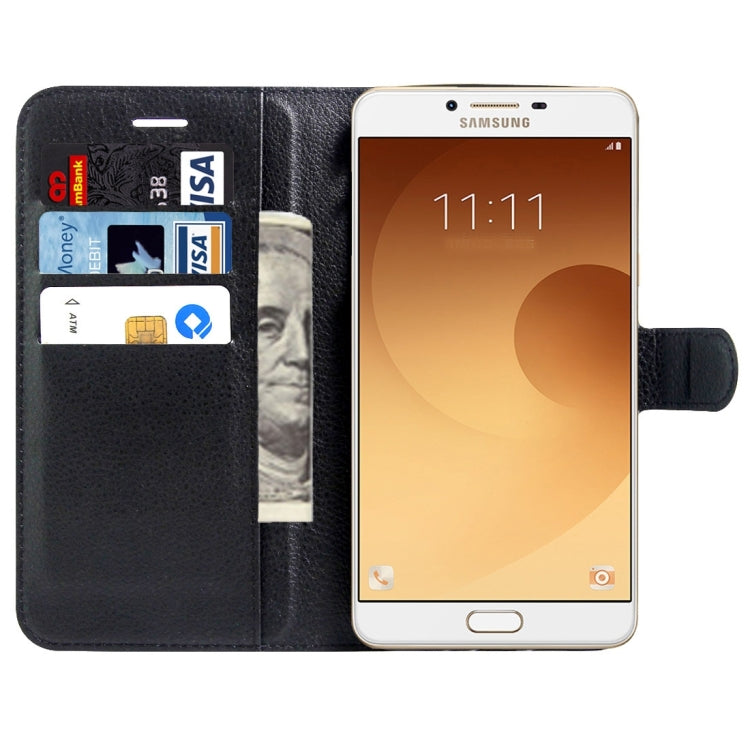 For Galaxy C9 Pro / C900 Litchi Texture Horizontal Flip Leather Case with Magnetic Buckle & Holder & Card Slots & Wallet