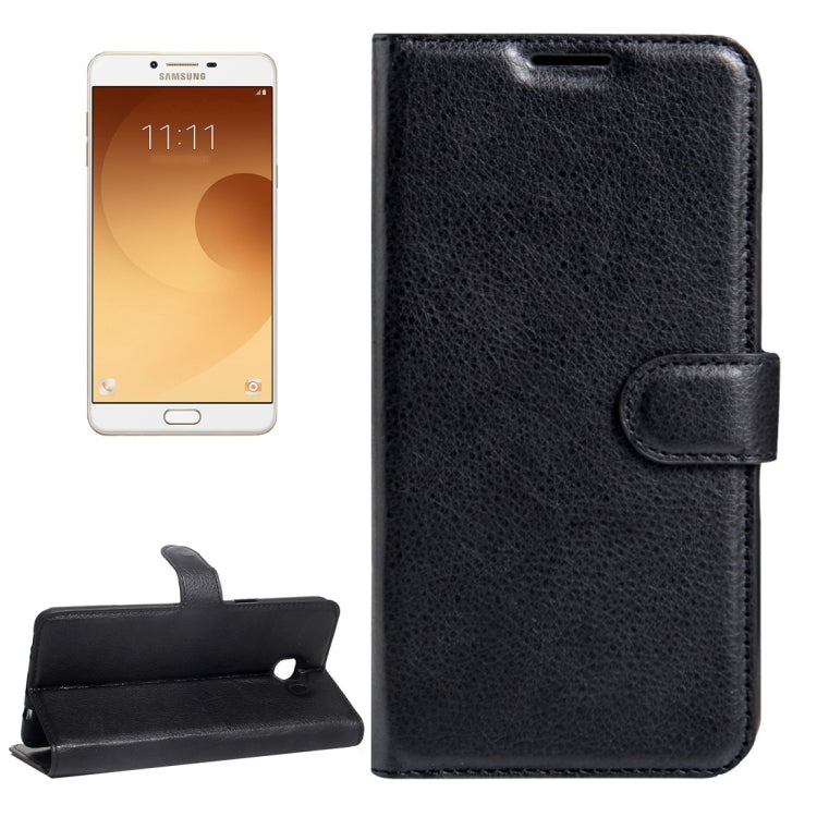 For Galaxy C9 Pro / C900 Litchi Texture Horizontal Flip Leather Case with Magnetic Buckle & Holder & Card Slots & Wallet