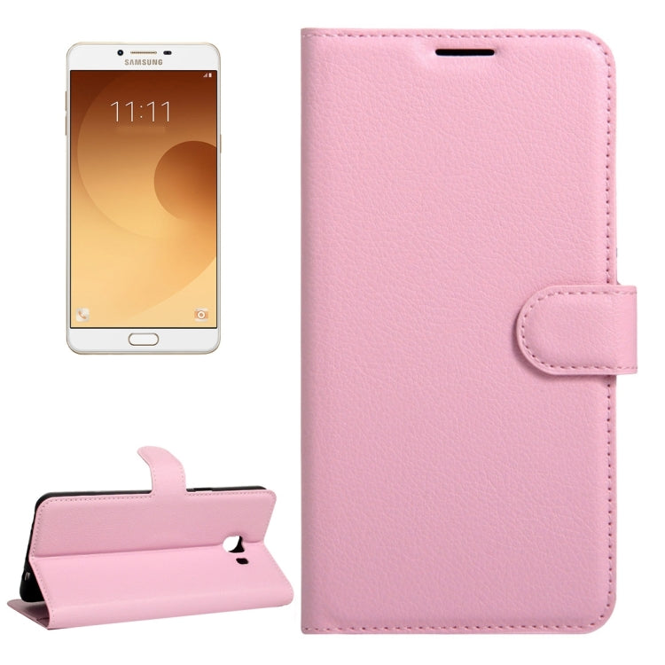 For Galaxy C9 Pro / C900 Litchi Texture Horizontal Flip Leather Case with Magnetic Buckle & Holder & Card Slots & Wallet