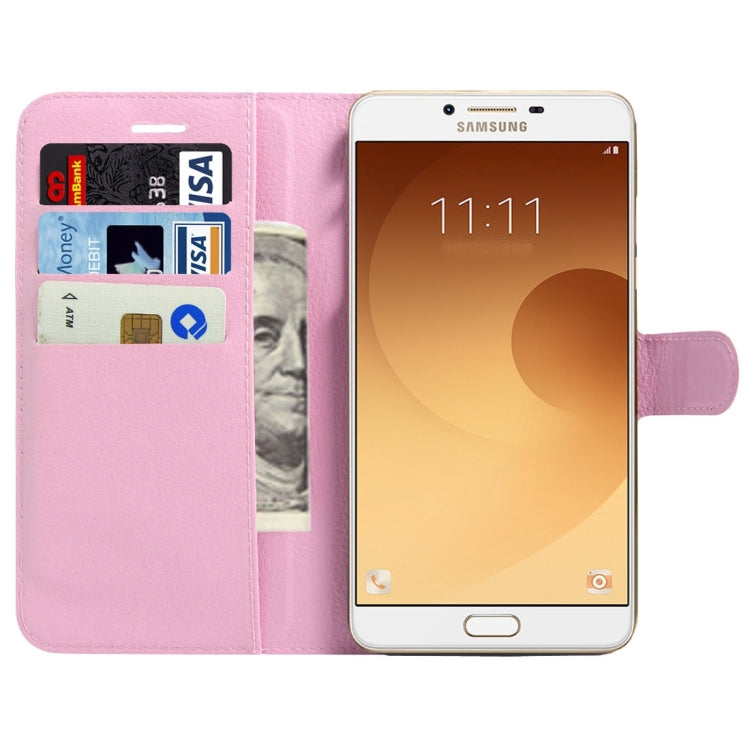 For Galaxy C9 Pro / C900 Litchi Texture Horizontal Flip Leather Case with Magnetic Buckle & Holder & Card Slots & Wallet