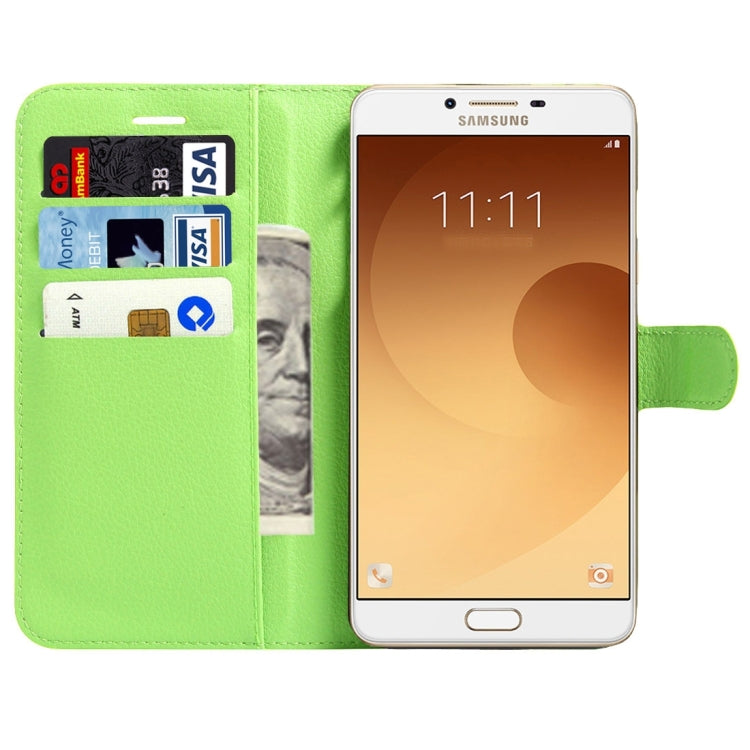 For Galaxy C9 Pro / C900 Litchi Texture Horizontal Flip Leather Case with Magnetic Buckle & Holder & Card Slots & Wallet