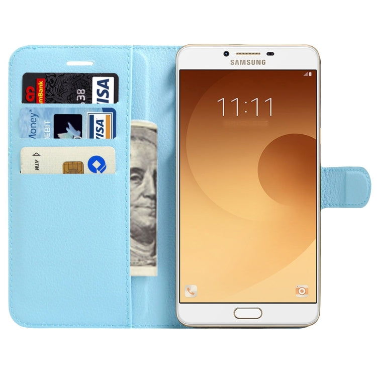 For Galaxy C9 Pro / C900 Litchi Texture Horizontal Flip Leather Case with Magnetic Buckle & Holder & Card Slots & Wallet