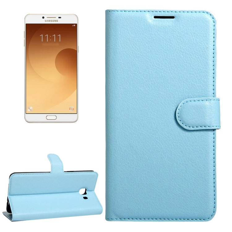 For Galaxy C9 Pro / C900 Litchi Texture Horizontal Flip Leather Case with Magnetic Buckle & Holder & Card Slots & Wallet
