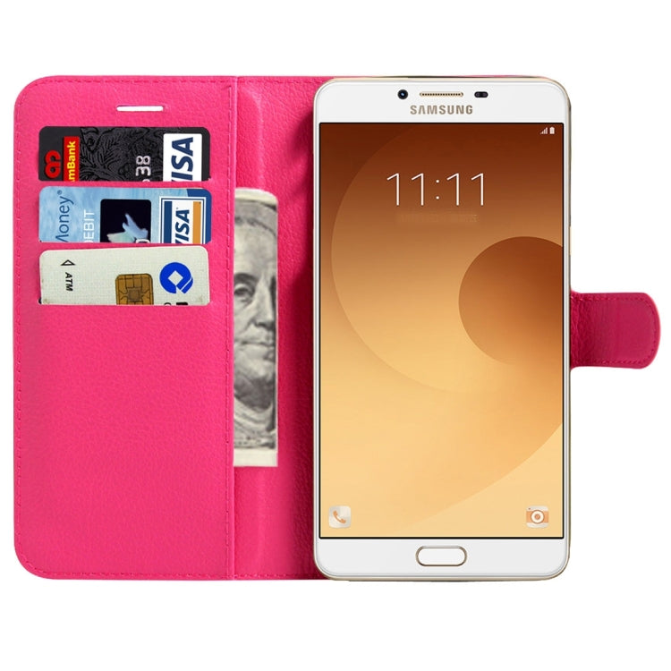 For Galaxy C9 Pro / C900 Litchi Texture Horizontal Flip Leather Case with Magnetic Buckle & Holder & Card Slots & Wallet