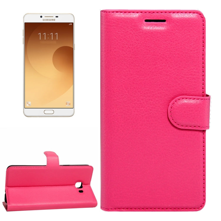 For Galaxy C9 Pro / C900 Litchi Texture Horizontal Flip Leather Case with Magnetic Buckle & Holder & Card Slots & Wallet