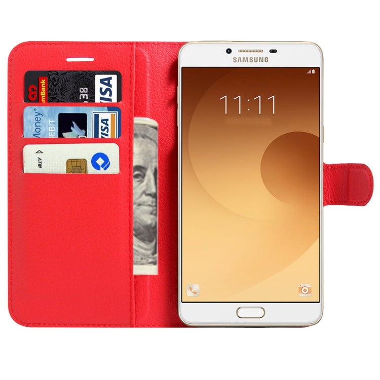 For Galaxy C9 Pro / C900 Litchi Texture Horizontal Flip Leather Case with Magnetic Buckle & Holder & Card Slots & Wallet