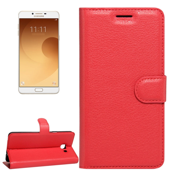 For Galaxy C9 Pro / C900 Litchi Texture Horizontal Flip Leather Case with Magnetic Buckle & Holder & Card Slots & Wallet