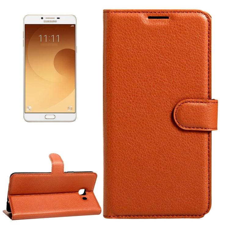 For Galaxy C9 Pro / C900 Litchi Texture Horizontal Flip Leather Case with Magnetic Buckle & Holder & Card Slots & Wallet