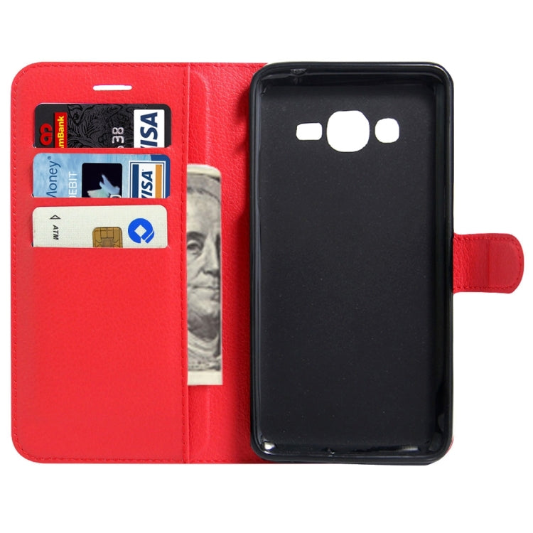 For Galaxy J2 Prime Litchi Texture Horizontal Flip Leather Case with Magnetic Buckle & Holder & Card Slots & Wallet