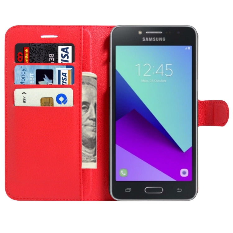 For Galaxy J2 Prime Litchi Texture Horizontal Flip Leather Case with Magnetic Buckle & Holder & Card Slots & Wallet