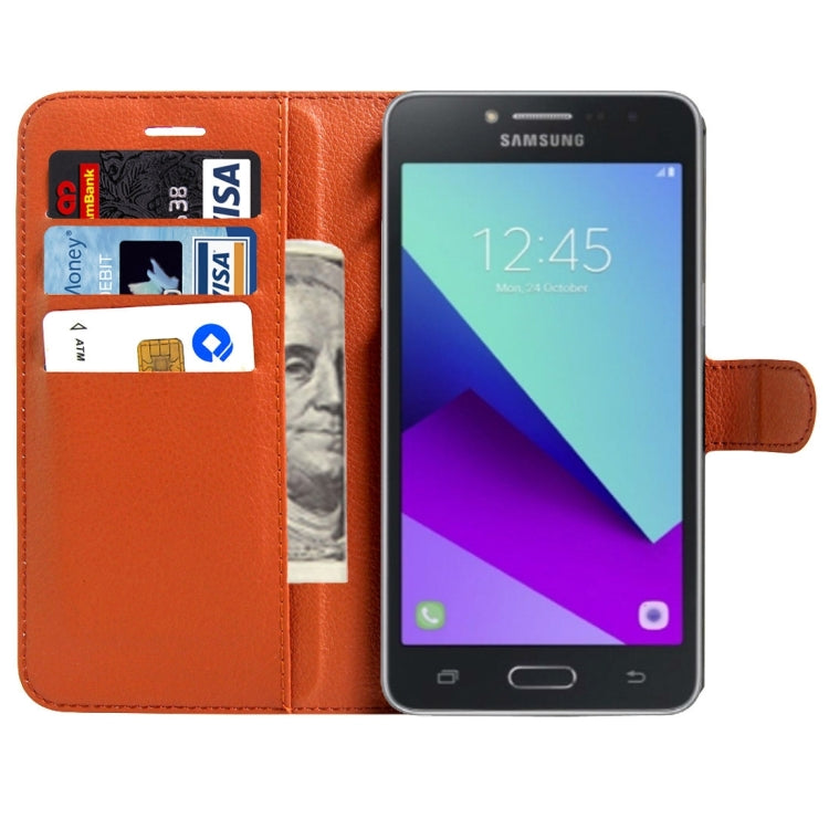 For Galaxy J2 Prime Litchi Texture Horizontal Flip Leather Case with Magnetic Buckle & Holder & Card Slots & Wallet