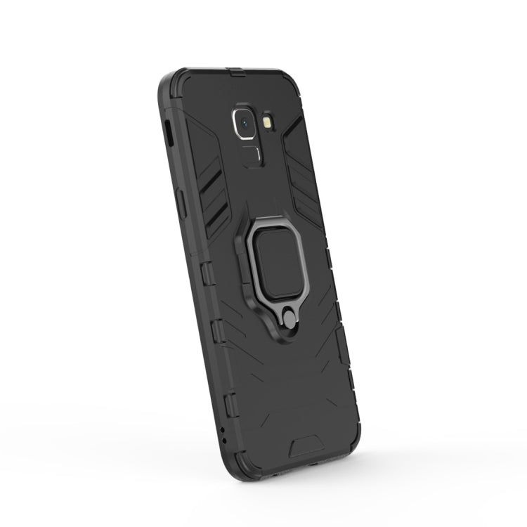 PC + TPU Shockproof Protective Case for Galaxy J6 2018 (EU Version), with Magnetic Ring Holder(Red)