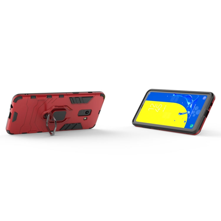 PC + TPU Shockproof Protective Case for Galaxy J6 2018 (EU Version), with Magnetic Ring Holder(Red)