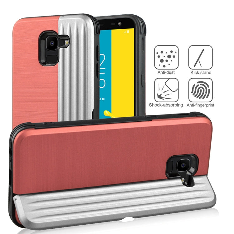 TPU + PC Protective Case for Galaxy J6 (2018), with Card Slot and Holder